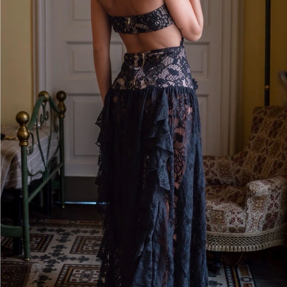 12th Tribe Elegant Black Lace Women's Dress #246 - Picture 4 of 16